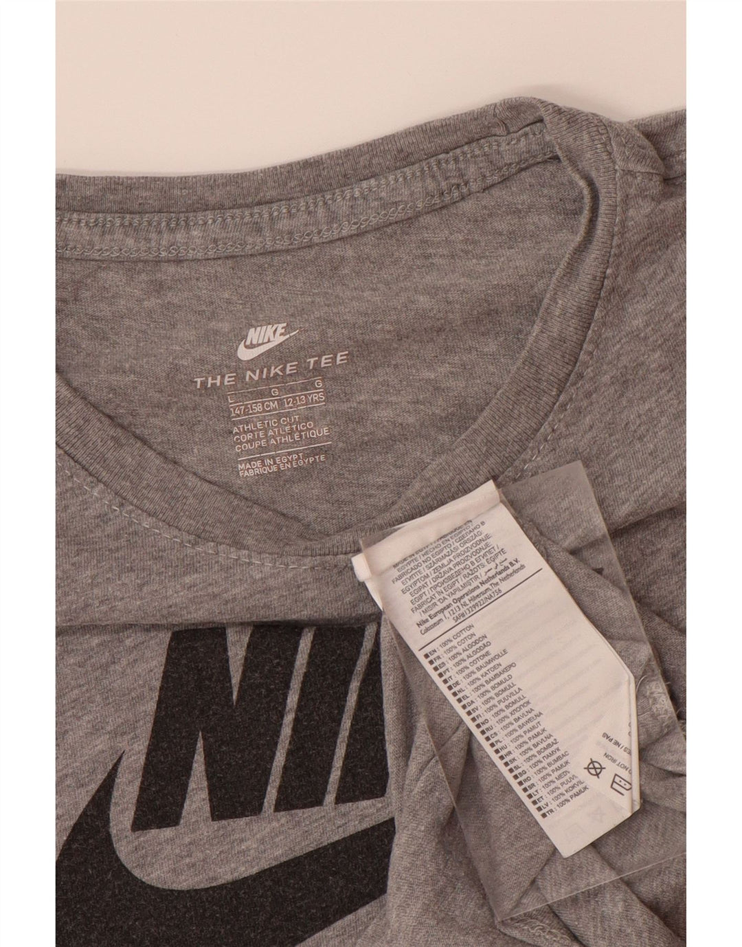 NIKE Boys Athletic Cut Graphic T-Shirt Top 12-13 Years Large Grey Cotton