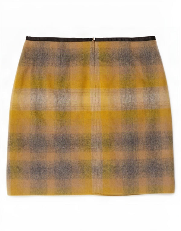Tommy Hilfiger Womens Mini Skirt US 4 Small W28 Yellow Check Wool
