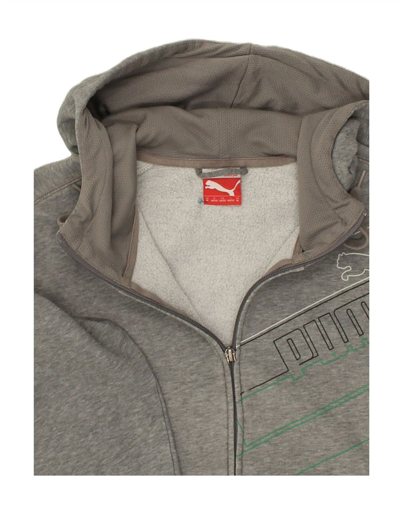 PUMA Mens Graphic Zip Hoodie Sweater Medium Grey Cotton | Vintage Puma | Thrift | Second-Hand Puma | Used Clothing | Messina Hembry 