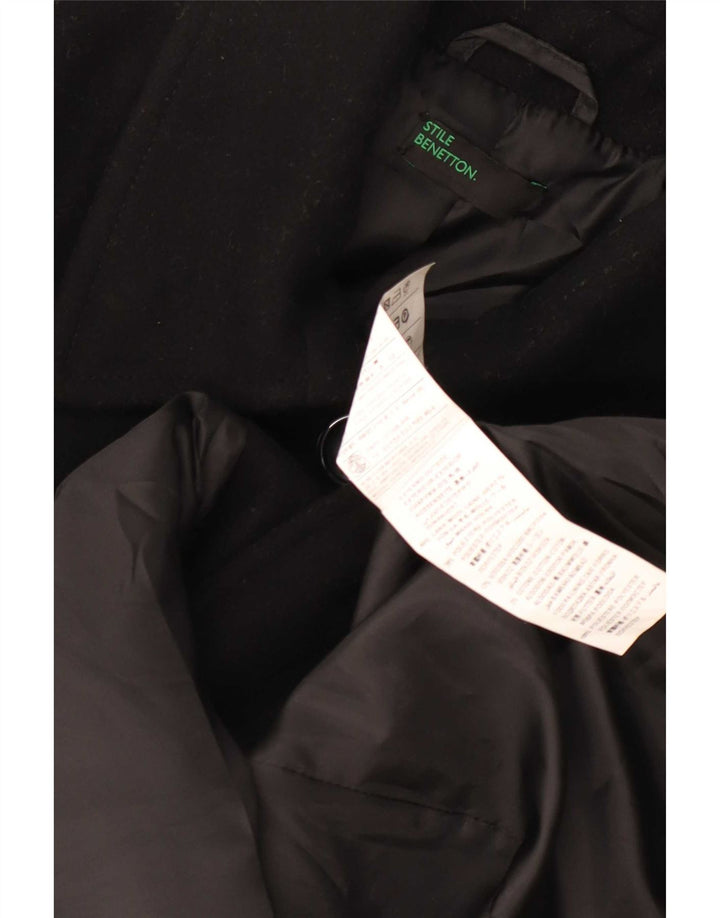 Benetton Womens Overcoat UK 6 XS Black Wool