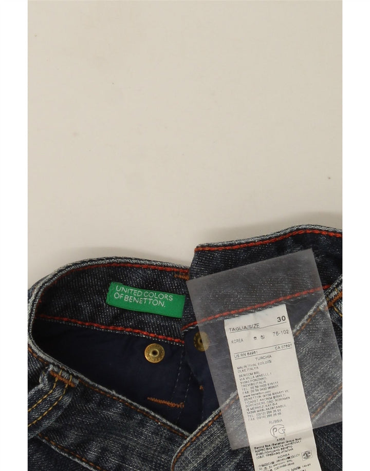Benetton Mens Denim Shorts W30 Medium Blue Cotton