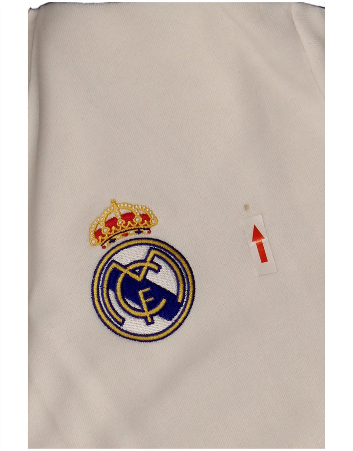Adidas Mens Real Madrid Zip Hoodie Sweater Medium White Cotton