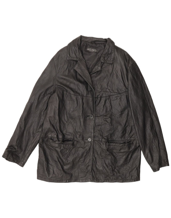 Lavorazione Artigianale Womens Leather Jacket UK 16 Large Black