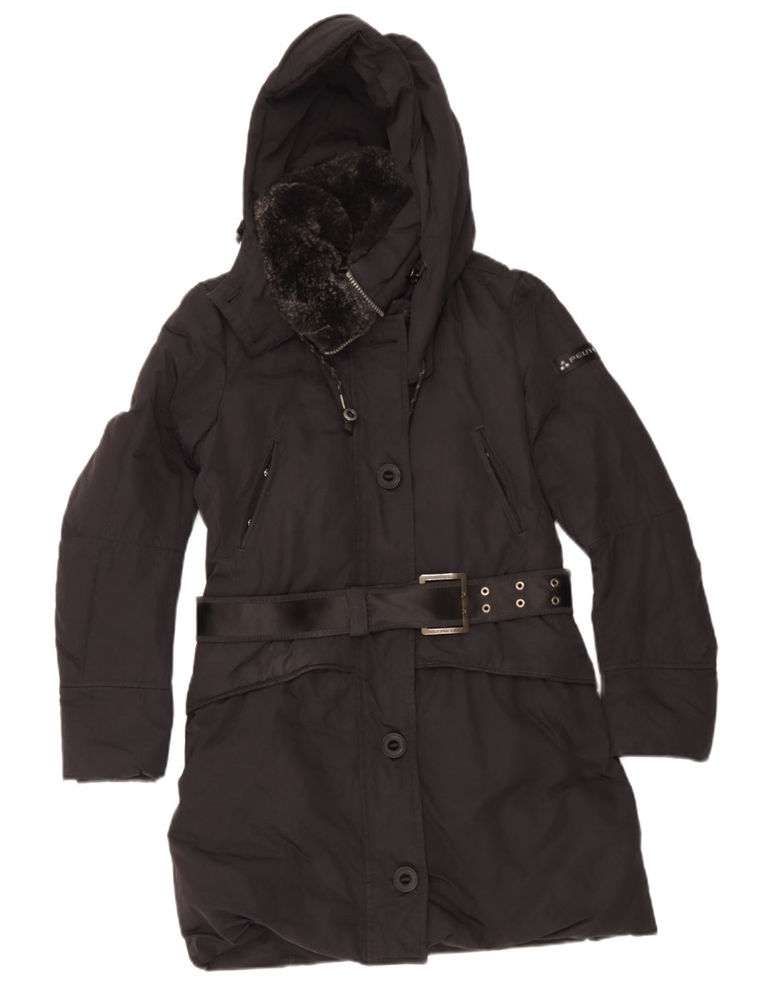 PEUTEREY Womens Hooded Padded Coat EU 40 Medium Black