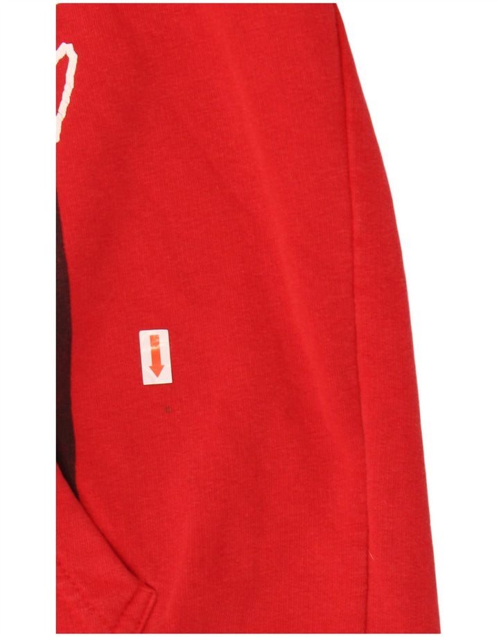 MUCHMORE Mens Graphic Hoodie Jumper Small Red Cotton