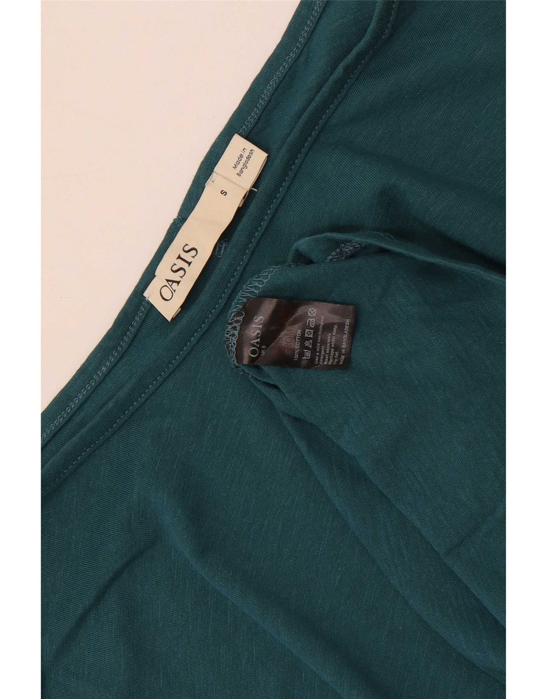 Oasis Womens Top 3/4 Sleeve UK 10 Small Green Cotton