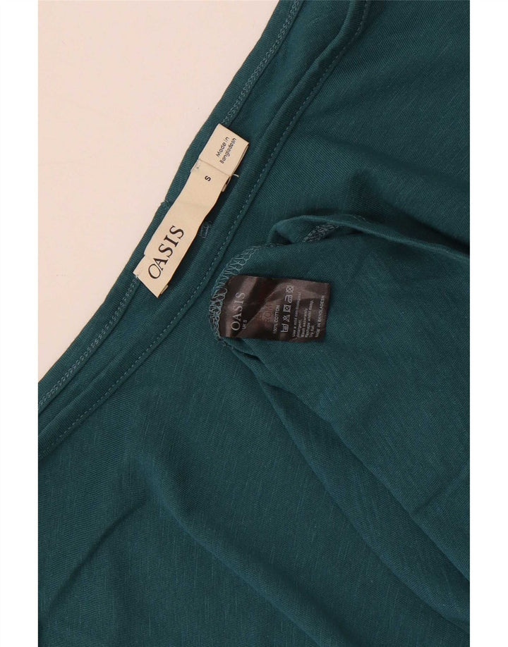 Oasis Womens Top 3/4 Sleeve UK 10 Small Green Cotton