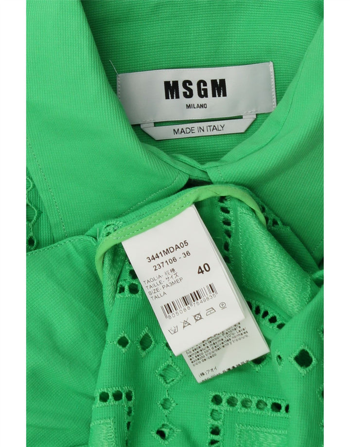 MSGM Womens Oversized Shirt Dress IT 40 Medium Green Geometric Cotton