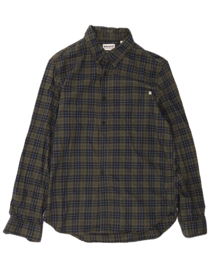 Timberland Mens Regular Fit Flannel Shirt Medium Green Check Cotton