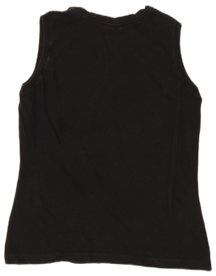LACOSTE Womens Crop Vest Top Size 42 Large Black Cotton