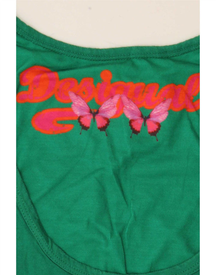 Desigual Womens Graphic Vest Top UK 12 Medium Green Floral