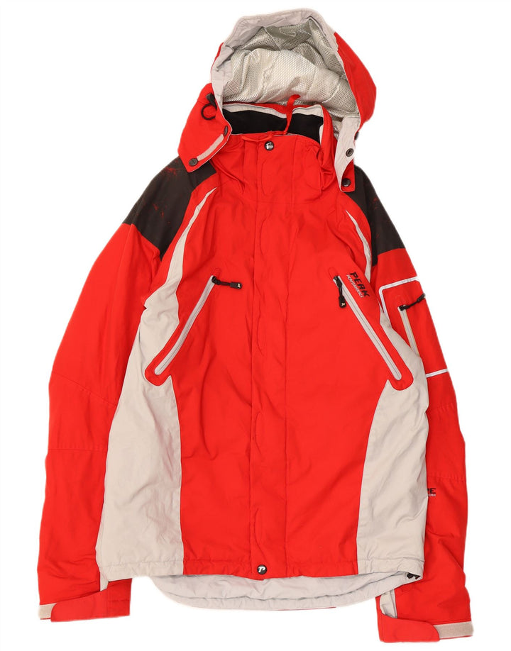Peak Performance Mens Hooded Ski Jacket UK 38 Medium Red Colourblock