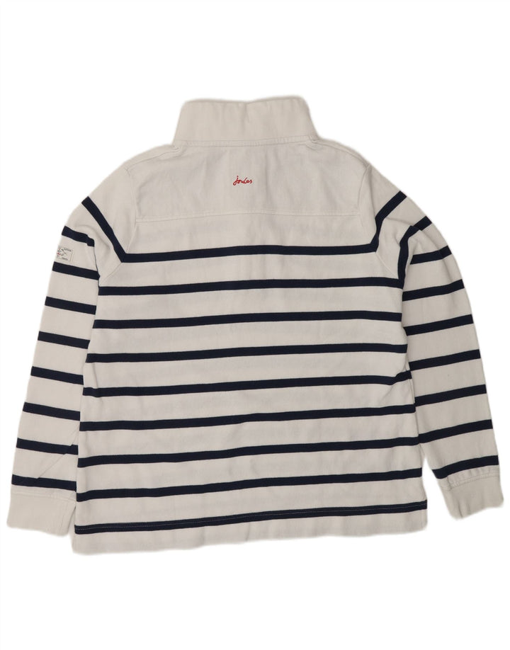 JOULES Womens Button Neck Sweatshirt Jumper UK 16 Large White Striped