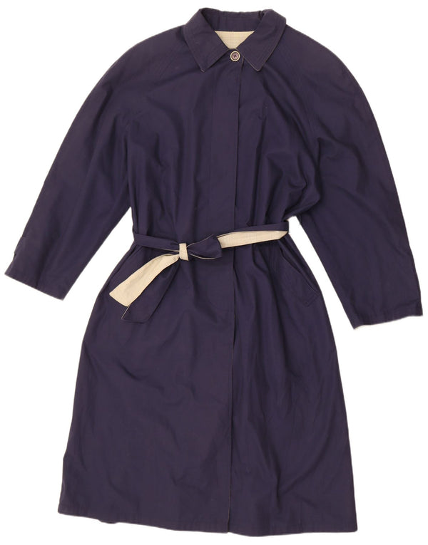 Preca Womens Reversible Overcoat EU 42 Large Navy Blue Polyester