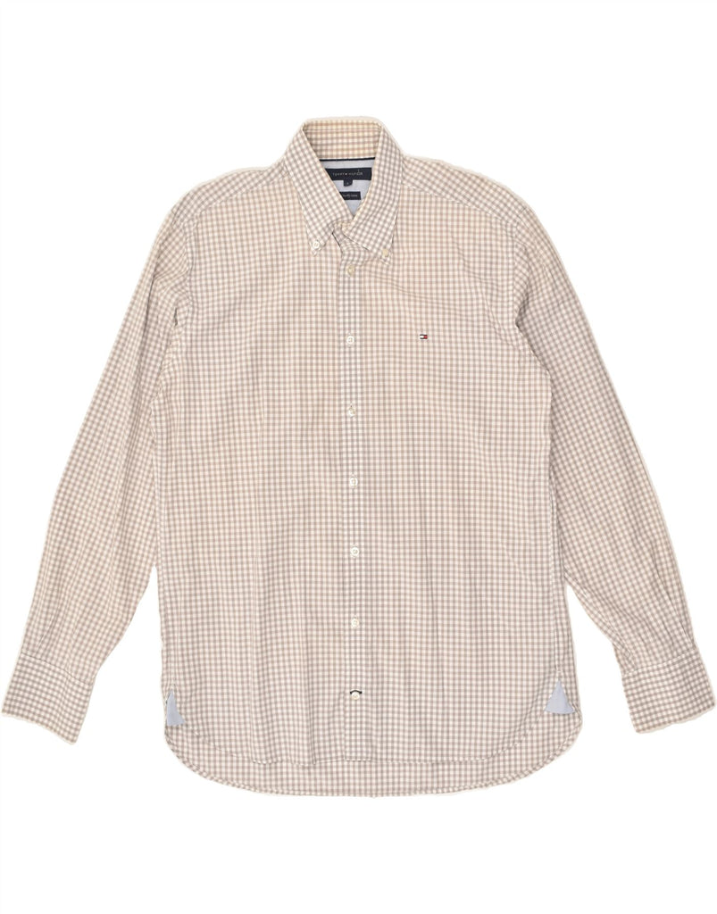 TOMMY HILFIGER Mens Shirt Large Beige Check Cotton | Vintage Tommy Hilfiger | Thrift | Second-Hand Tommy Hilfiger | Used Clothing | Messina Hembry 