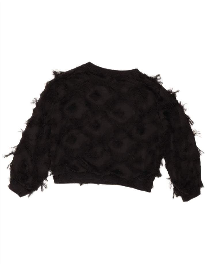 New Collection Womens Oversized Crop Sweatshirt Jumper UK 6 XS Black