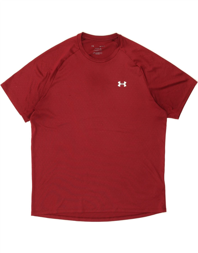 UNDER ARMOUR Mens T-Shirt Top XL Burgundy Geometric Polyester Vintage Under Armour and Second-Hand Under Armour from Messina Hembry 
