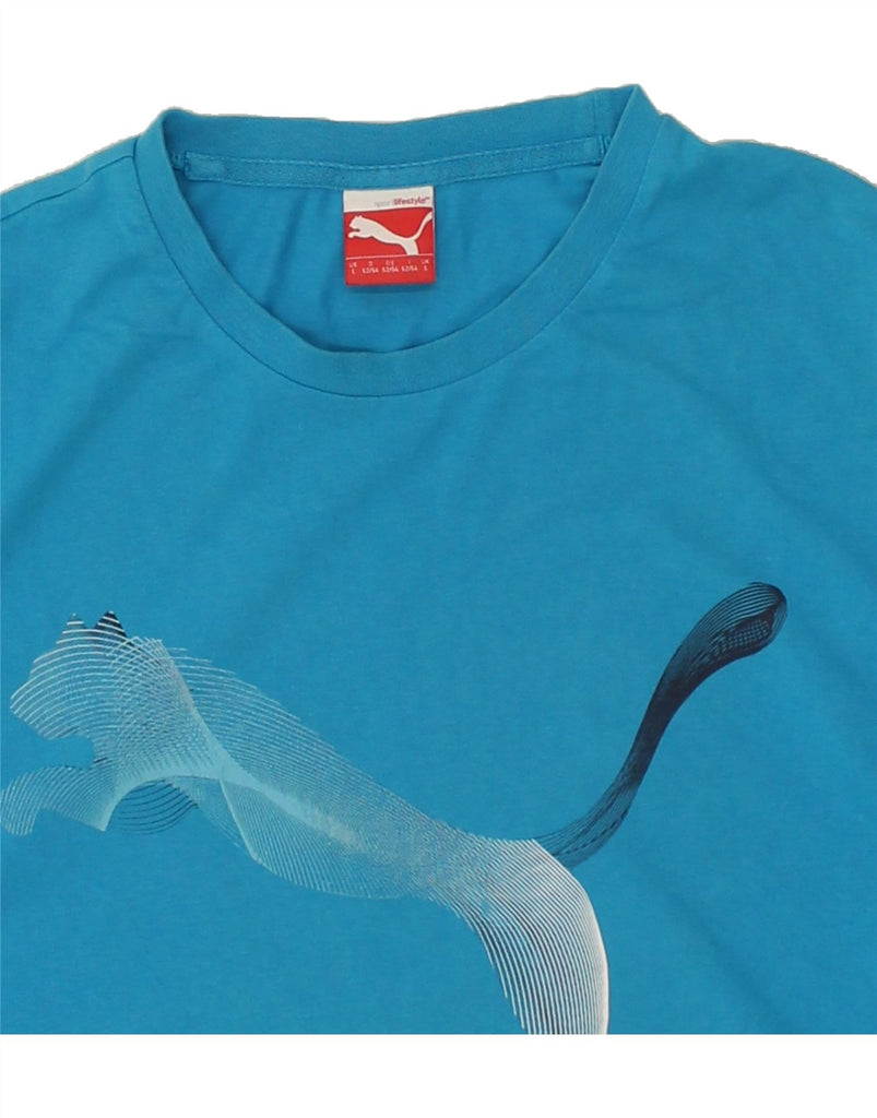 PUMA Mens Graphic T-Shirt Top Large Blue | Vintage Puma | Thrift | Second-Hand Puma | Used Clothing | Messina Hembry 