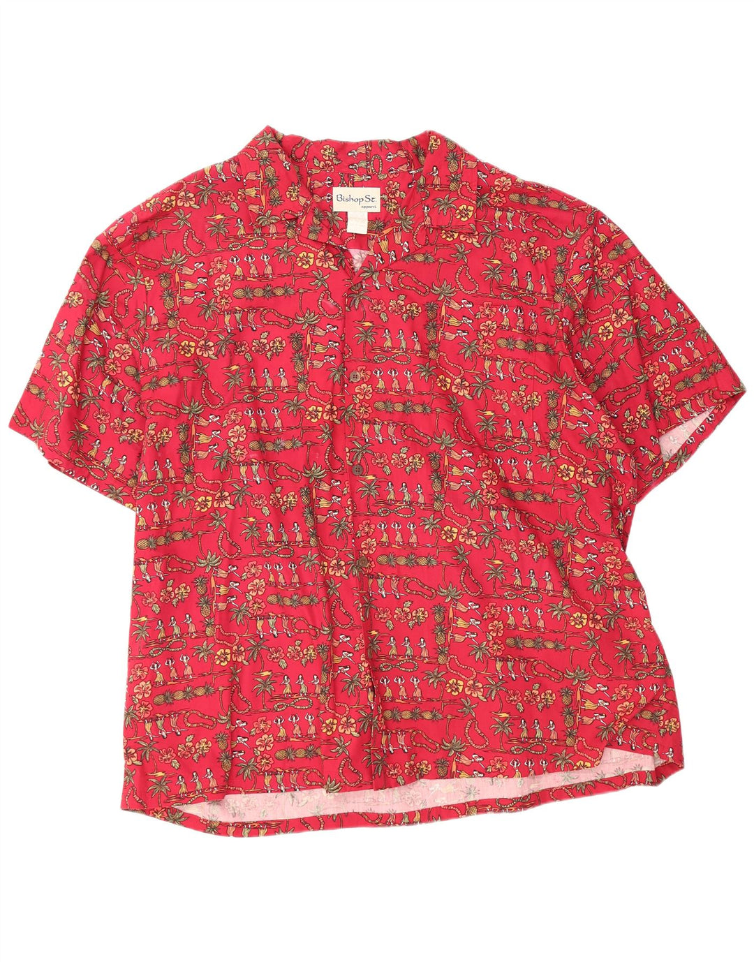 Bishop St. Apparel Mens Short Sleeve Shirt 4XL Red Floral Cotton