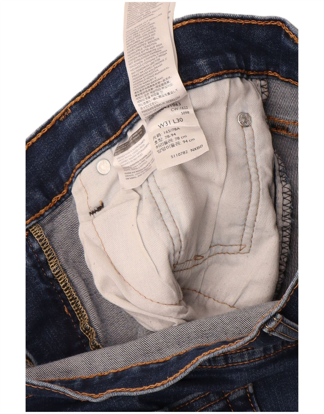 LEVI'S Mens 502 Tapered Jeans W31 L30 Navy Blue Cotton