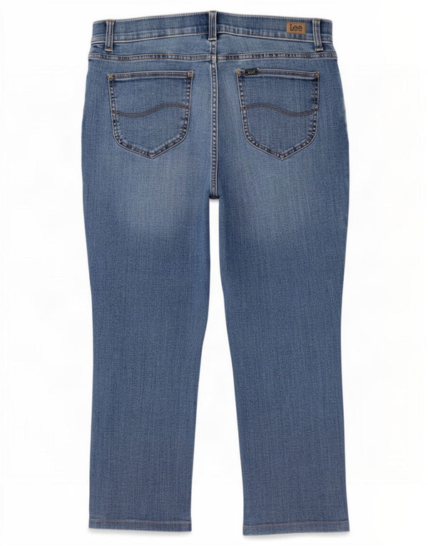 Lee Womens Mid Rise Regular Fit Straight Jeans US 14 XL W34 L26 Blue Cotton