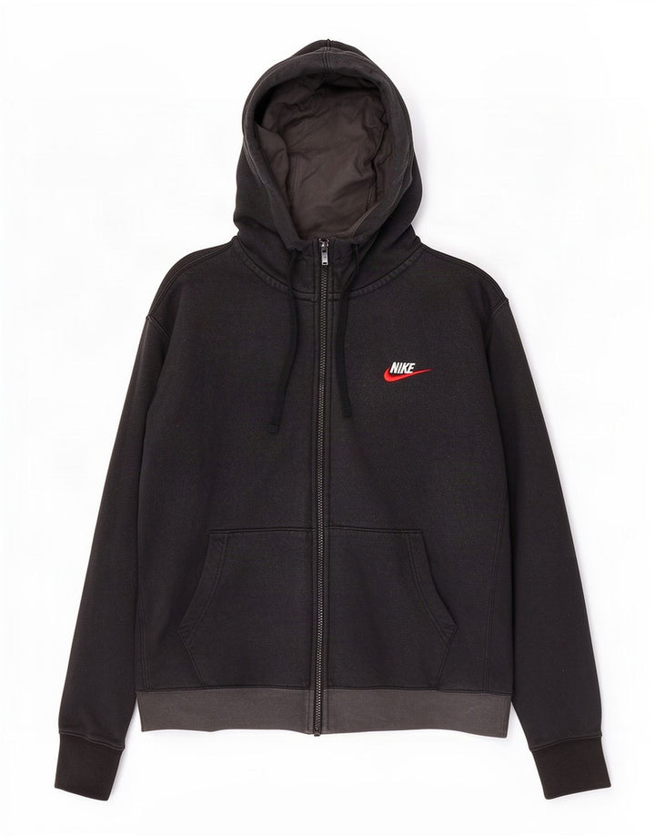 Nike Mens Zip Hoodie Sweater Medium Black Colourblock Cotton