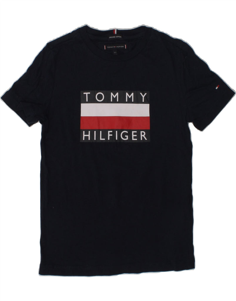 TOMMY HILFIGER Girls Graphic T-Shirt Top 6-7 Years Navy Blue Cotton | Vintage Tommy Hilfiger | Thrift | Second-Hand Tommy Hilfiger | Used Clothing | Messina Hembry 