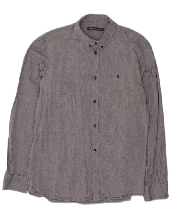 French Connection Mens Shirt Large Blue Cotton