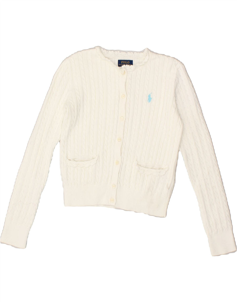 POLO RALPH LAUREN Girls Cardigan Sweater 8-9 Years Medium White Cotton | Vintage Polo Ralph Lauren | Thrift | Second-Hand Polo Ralph Lauren | Used Clothing | Messina Hembry 