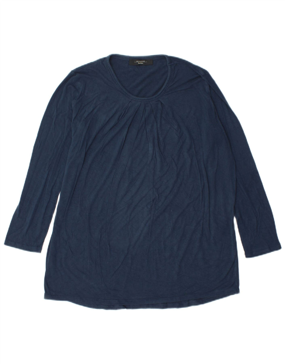 Max Mara Womens Weekend Top Long Sleeve UK 14 Medium Navy Blue Viscose