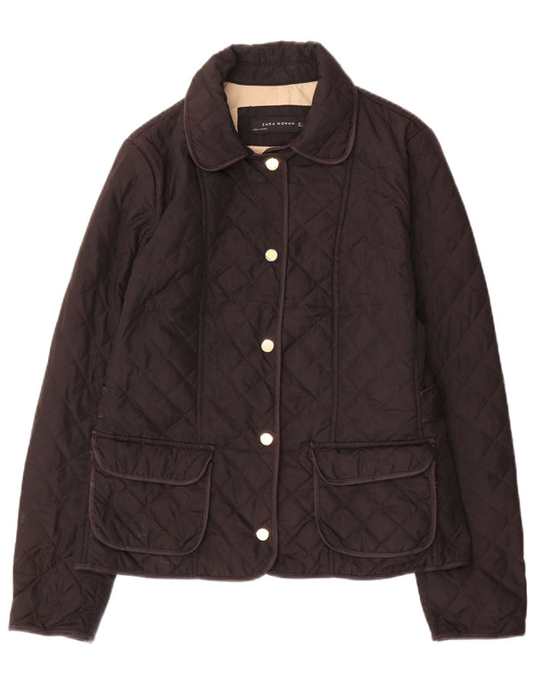 Zara Womens Quilted Jacket UK 14 Large Brown