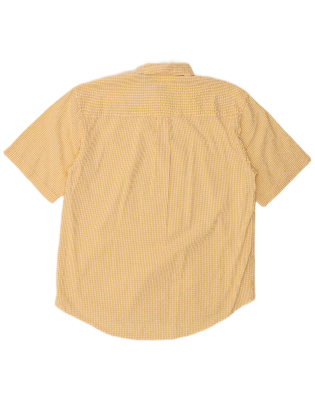IZOD Mens Short Sleeve Shirt Large Yellow Gingham Cotton