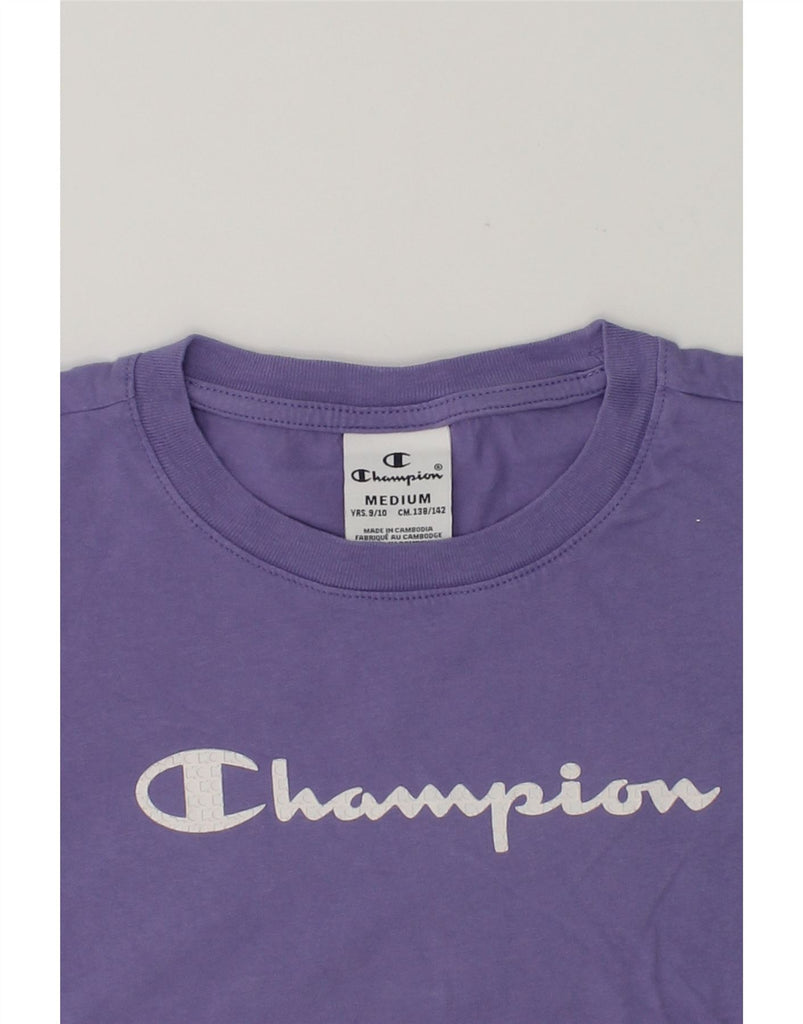 CHAMPION Girls Graphic T-Shirt Top 9-10 Years Medium  Purple | Vintage Champion | Thrift | Second-Hand Champion | Used Clothing | Messina Hembry 