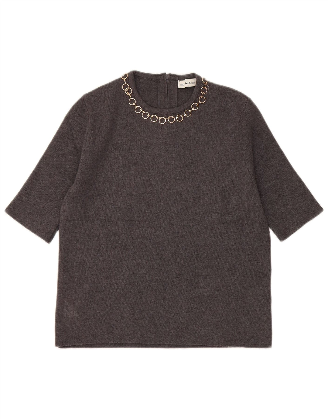 Zara Womens Crop Blouse Top UK 10 Small Grey Viscose