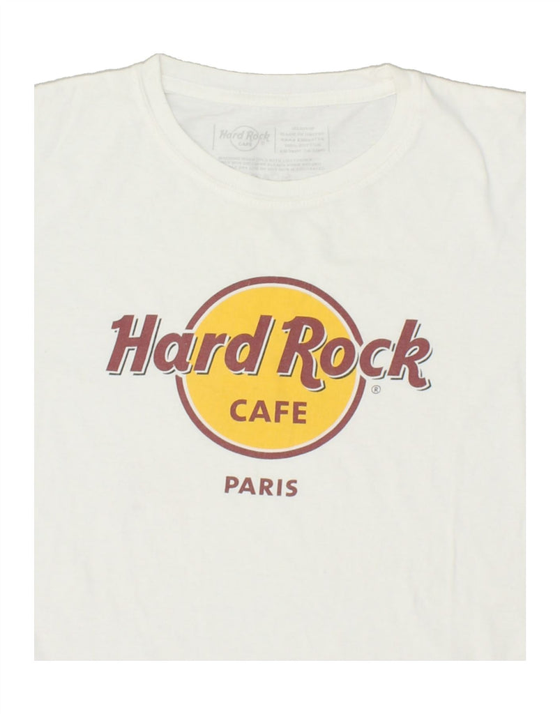 HARD ROCK CAFE Womens Paris Graphic T-Shirt Top UK 14 Medium White Cotton | Vintage Hard Rock Cafe | Thrift | Second-Hand Hard Rock Cafe | Used Clothing | Messina Hembry 