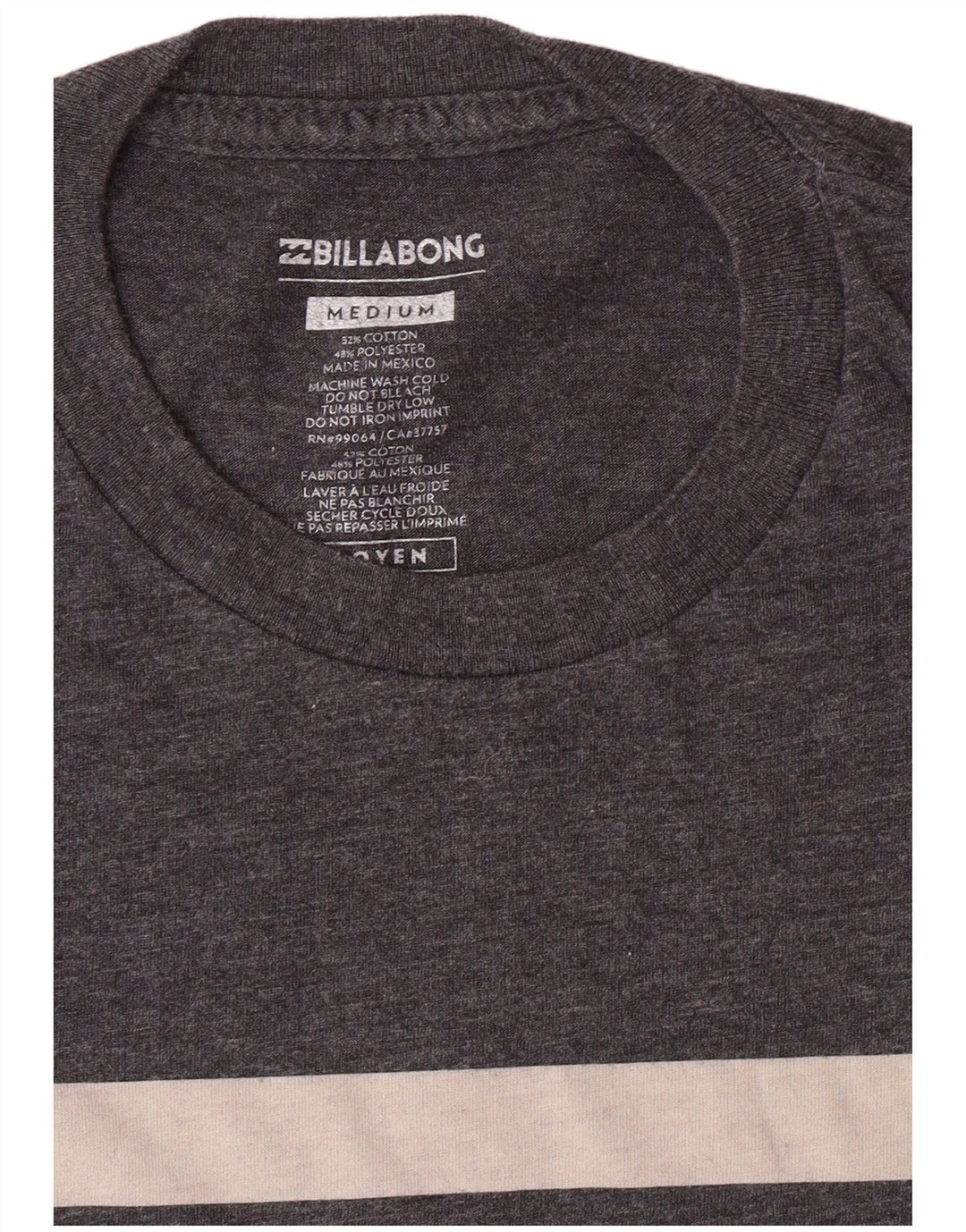BILLABONG Mens Graphic T-Shirt Top Medium Grey Cotton