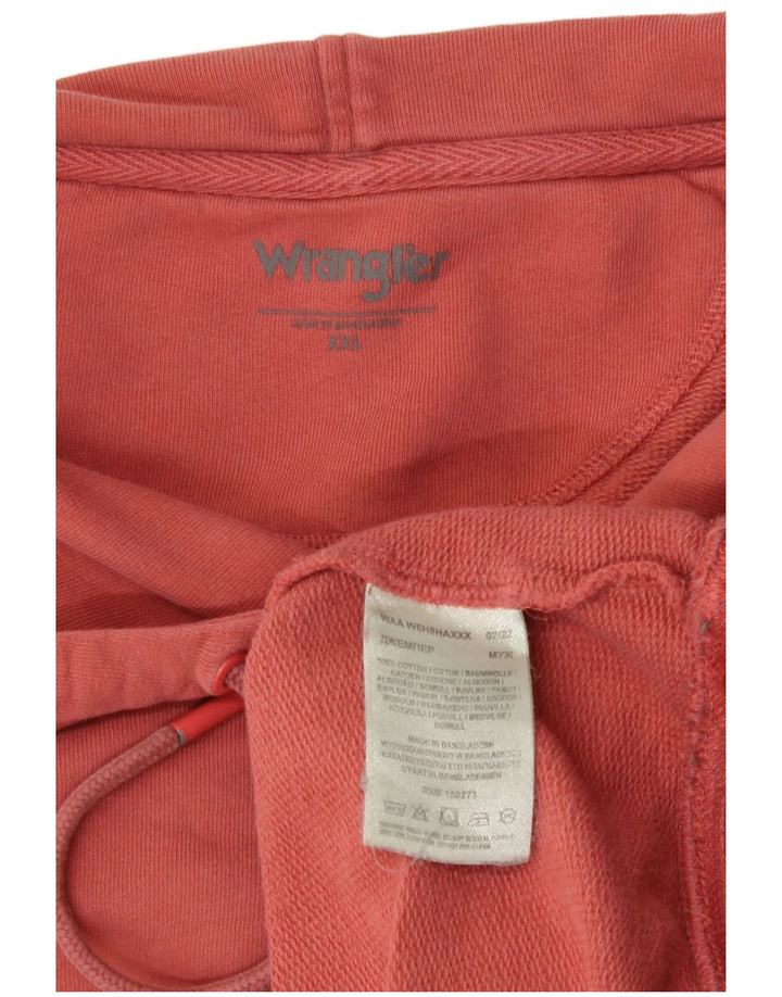 Wrangler Mens Hoodie Jumper 2XL Red Cotton