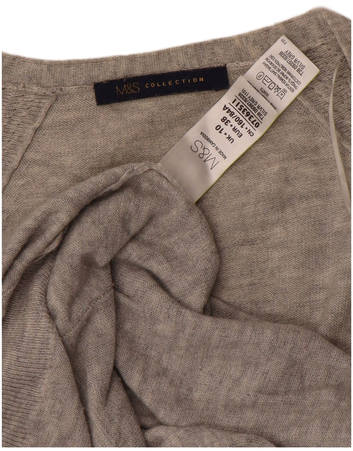 Marks & Spencer Womens Longline Open Cardigan Sweater UK 10 Small Grey Wool