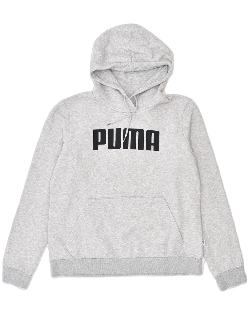 PUMA Womens Graphic Hoodie Jumper UK14 Large Grey Cotton | Vintage | Thrift | Second-Hand | Used Clothing | Messina Hembry 