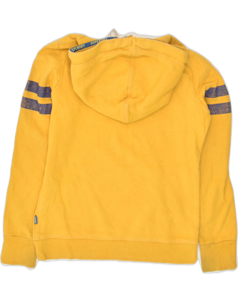 SUPERDRY Womens Real Graphic Hoodie Jumper UK 10 Small Yellow Cotton | Vintage Superdry | Thrift | Second-Hand Superdry | Used Clothing | Messina Hembry 