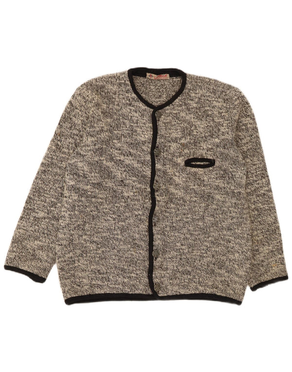 Vintage Womens Cardigan Sweater UK 16 Large Grey Flecked