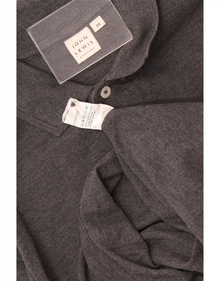 John Lewis Mens Long Sleeve Polo Shirt Medium Grey Cotton