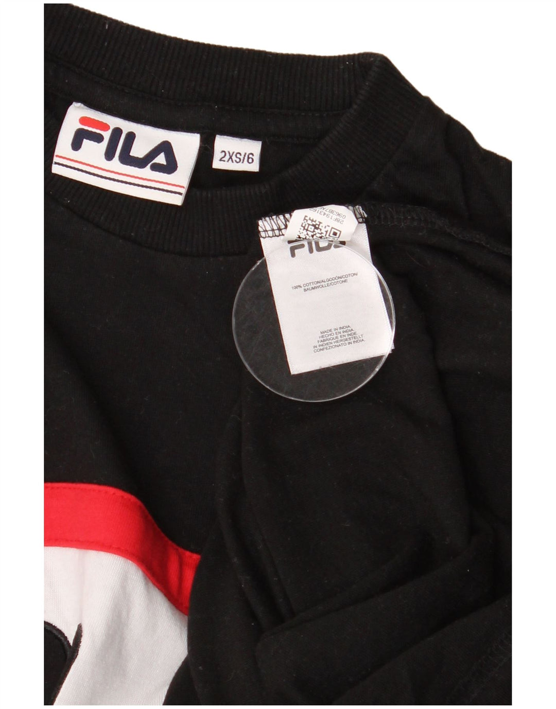Fila Womens Oversized Graphic Top Long Sleeve UK 2 2XS Black Colourblock