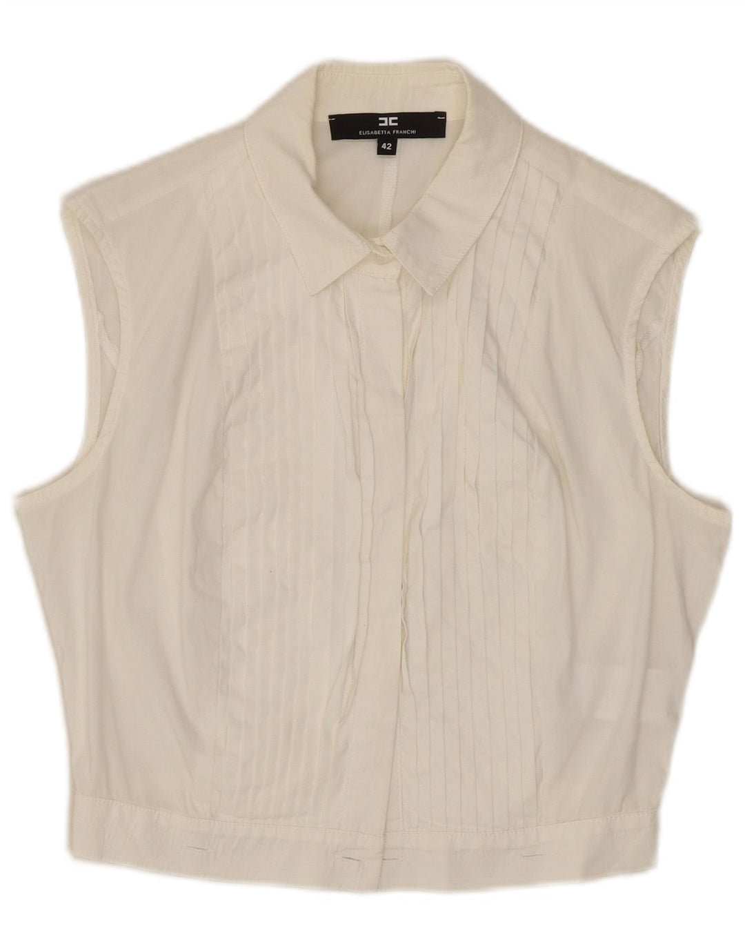 ELISABETTA FRANCHI Womens Sleeveless Shirt Blouse IT 42 Medium White