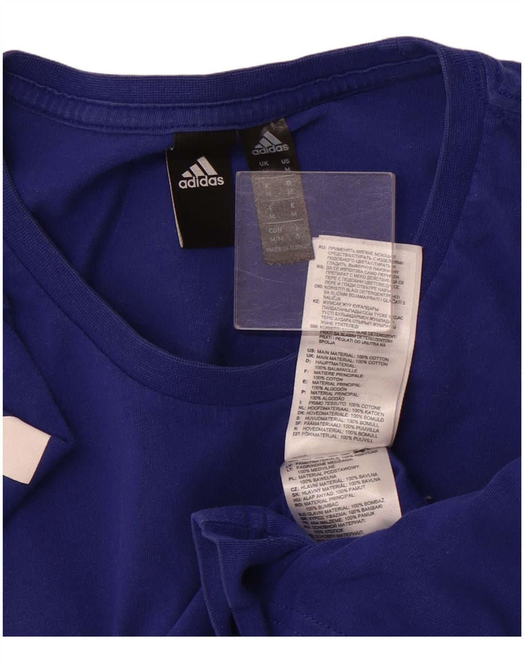 ADIDAS Mens Graphic T-Shirt Top Medium Blue Cotton