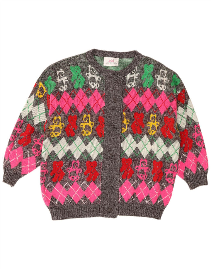 Vintage Womens Cardigan Sweater IT 50/52 XL Multicoloured Argyle/Diamond