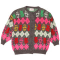 Vintage Womens Cardigan Sweater IT 50/52 XL Multicoloured Argyle/Diamond