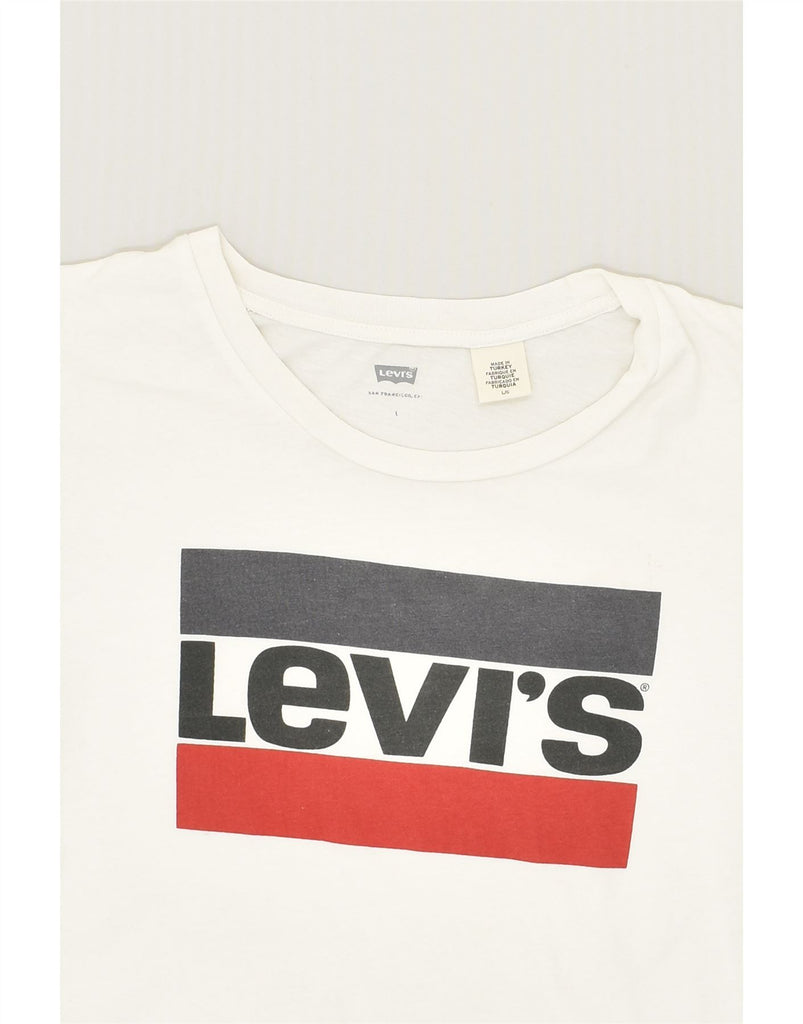 LEVI'S Womens Graphic T-Shirt Top UK 16 Large White Cotton | Vintage Levi's | Thrift | Second-Hand Levi's | Used Clothing | Messina Hembry 