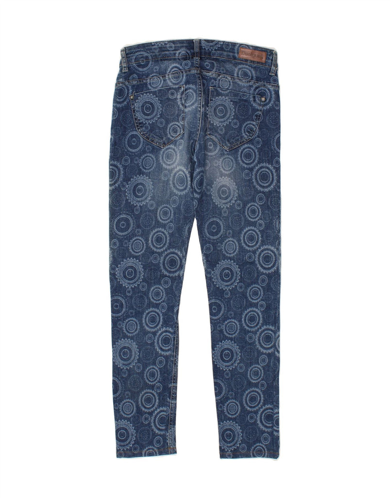 DESIGUAL Womens Graphic Skinny Jeans W28 L29  Blue Floral Cotton Vintage Desigual and Second-Hand Desigual from Messina Hembry 