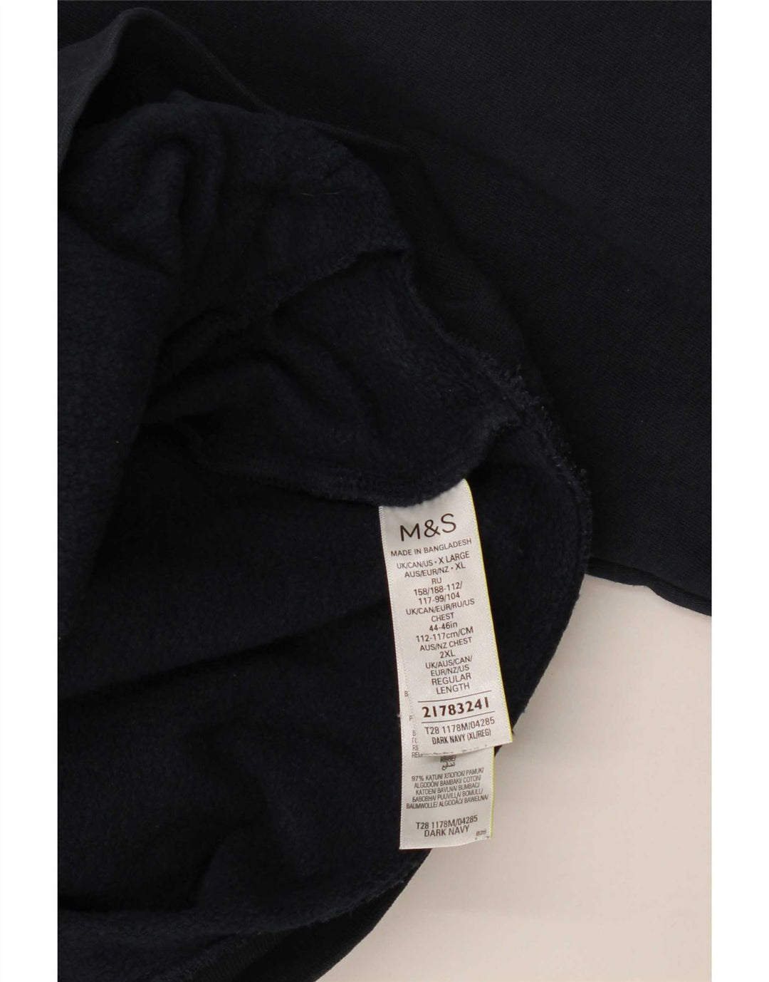 Marks & Spencer Mens Zip Neck Sweatshirt Jumper XL Navy Blue Cotton